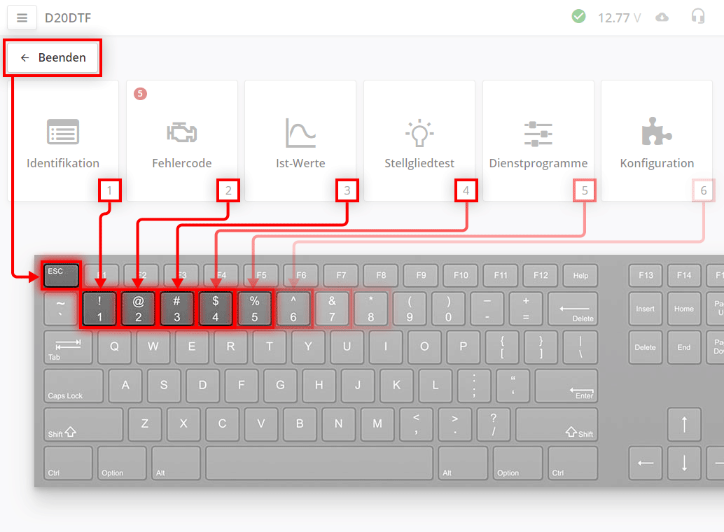 Tastaturkürzel im ScanDoc-Programm